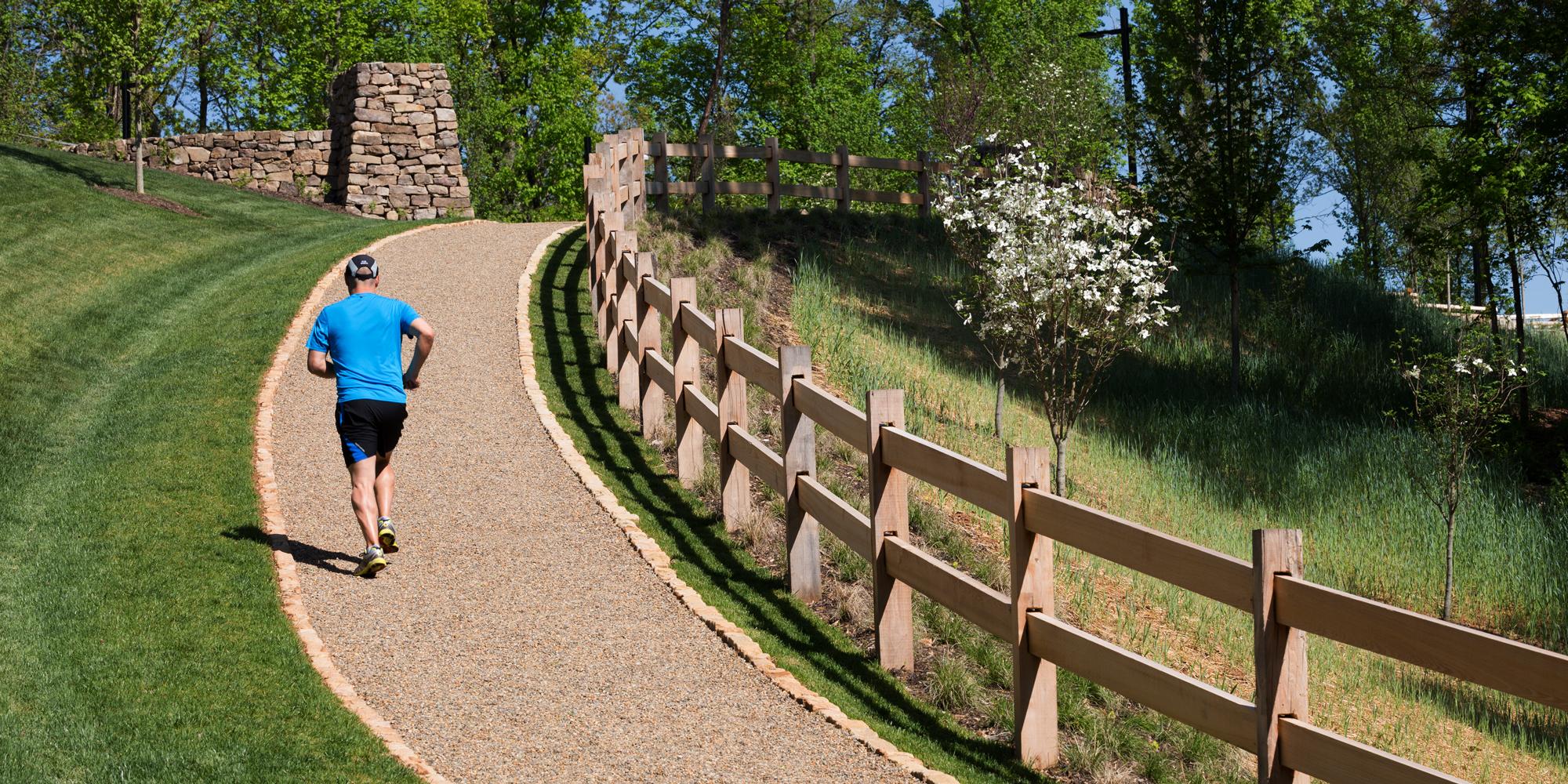 Man running through High Ground Park